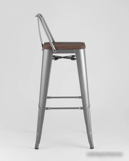 Стул Stool Group Tolix со спинкой YD-H765E-W YG-15 (серебристый матовый/темное дерево)