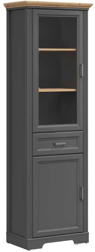 Шкаф-витрина BRW Jasmin REG1W1D1S (графит/дуб артизан)