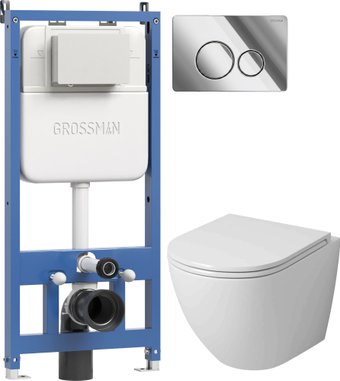 Унитаз подвесной Grossman GR-4455SQ + 900.K45.01.000 + Style 700.K45.05.10M.10M (хром глянцевый)