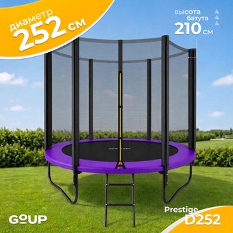 Батут GoUP Prestige-D252 (с сеткой и лестницей, фиолетовый)