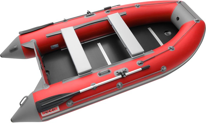 Моторно-гребная лодка Roger Boat Hunter Keel 3500 (малокилевая, красный/серый)
