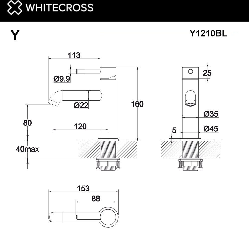 Смеситель Whitecross Y Y1210BL (черный мат)