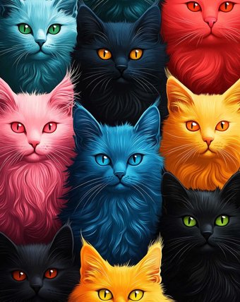 Алмазная мозаика Феникс+ Цветные коты 70826