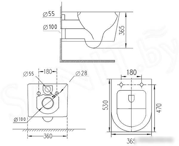 Унитаз подвесной Roxen Vortex в комплекте с инсталляцией StounFix Slim 6 в 1 966745 (кнопка: бежевый)