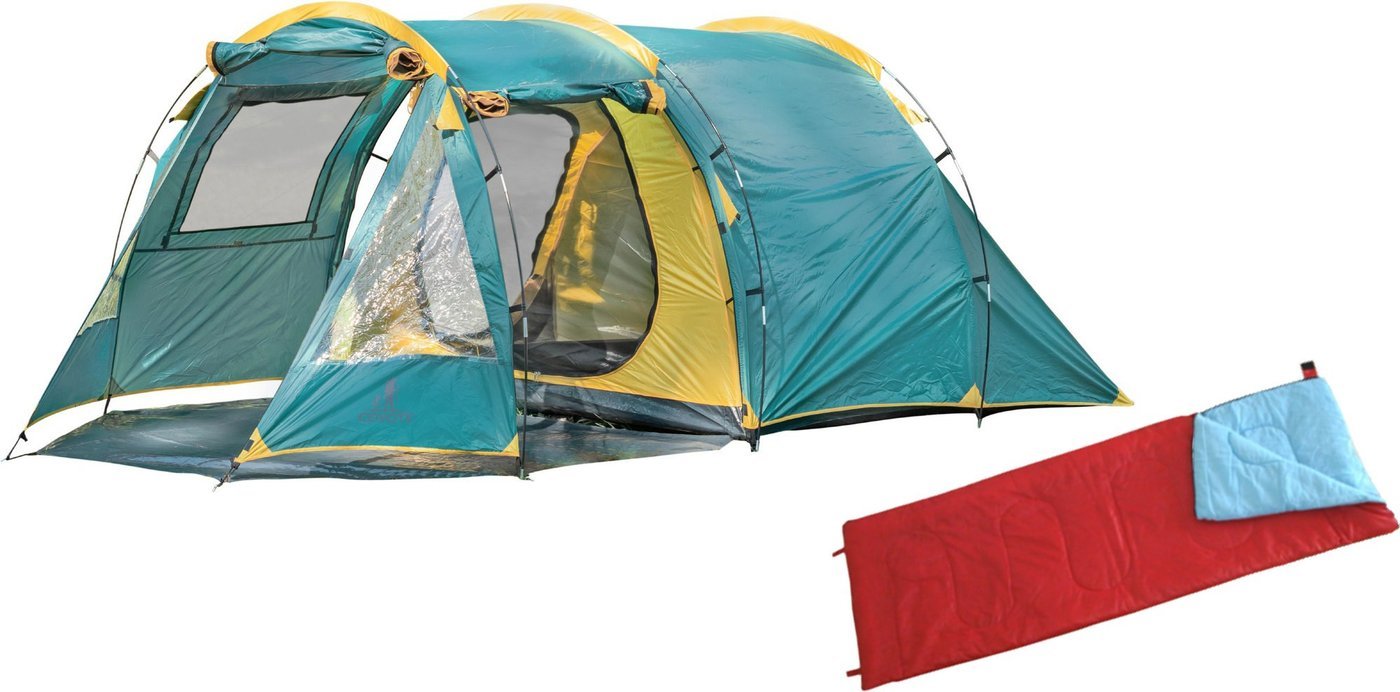 Кемпинговая палатка Coyote Dakota CL-A08-Green (со спальным мешком ZC-SB001 красный)