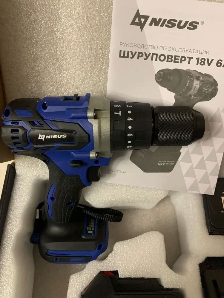 Ударная дрель-шуруповерт Nisus N-LB176-N (с 2-мя АКБ)