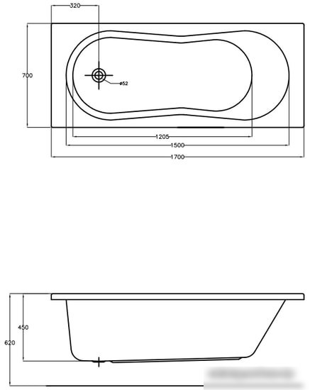 Ванна Cersanit Nike 170x70 (с ножками)