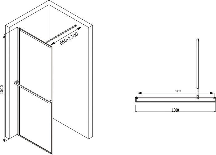 Душевая стенка Abber Immer Offen AG60100B