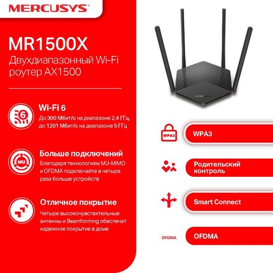 Wi-Fi роутер Mercusys MR1500X