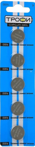 Батарейка Трофи CR2016 5 шт.