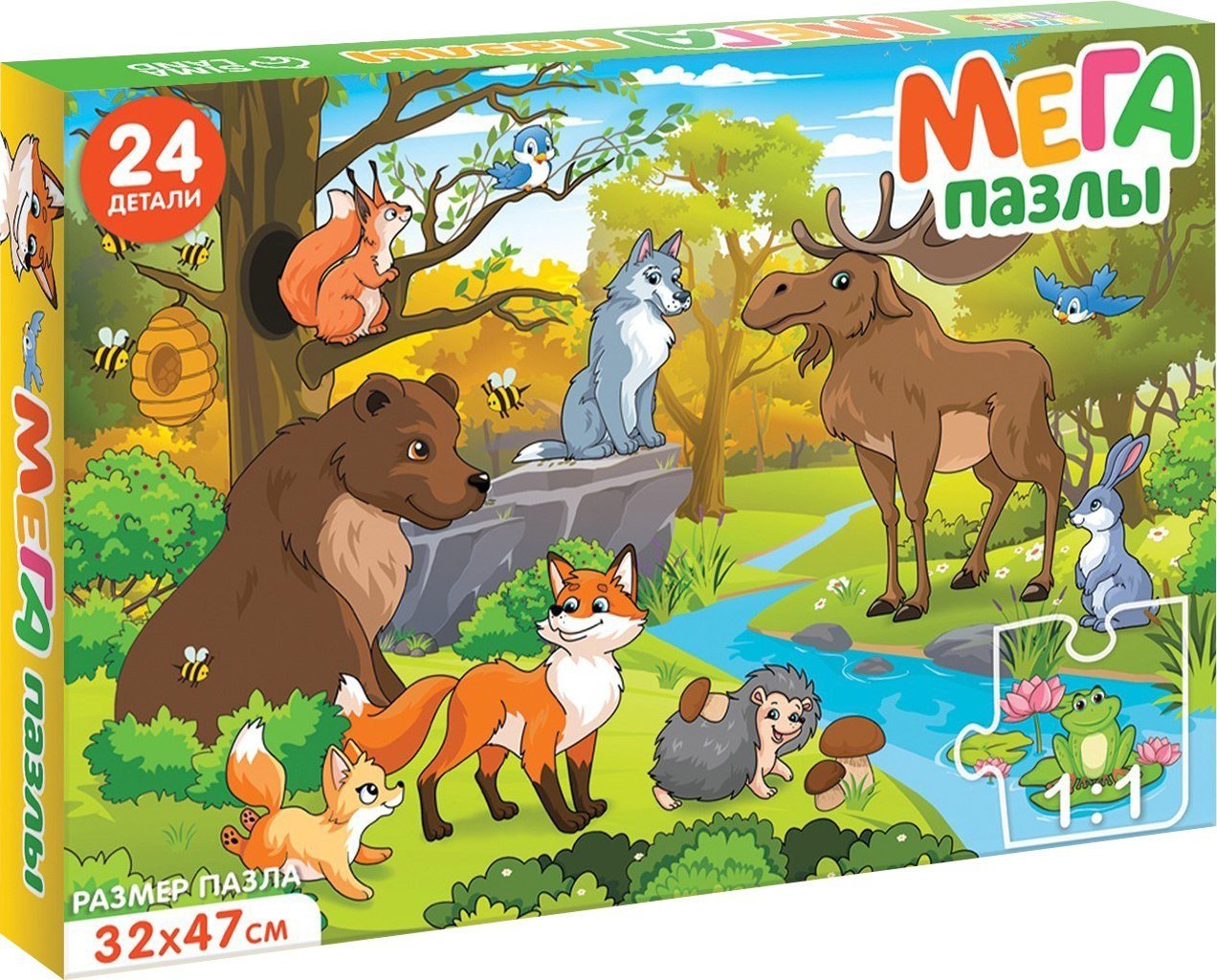 Развивающая игра Puzzle Time Мега-пазл Лесные жители 9319943 (24эл)
