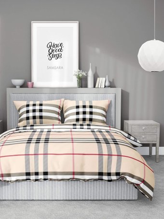 Постельное белье Samsara Burberry 1.5сп (простыня на резинке)