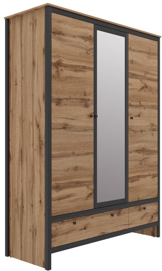 Шкаф распашной BRW Loft SZF3D2S (дуб вотан/черный)