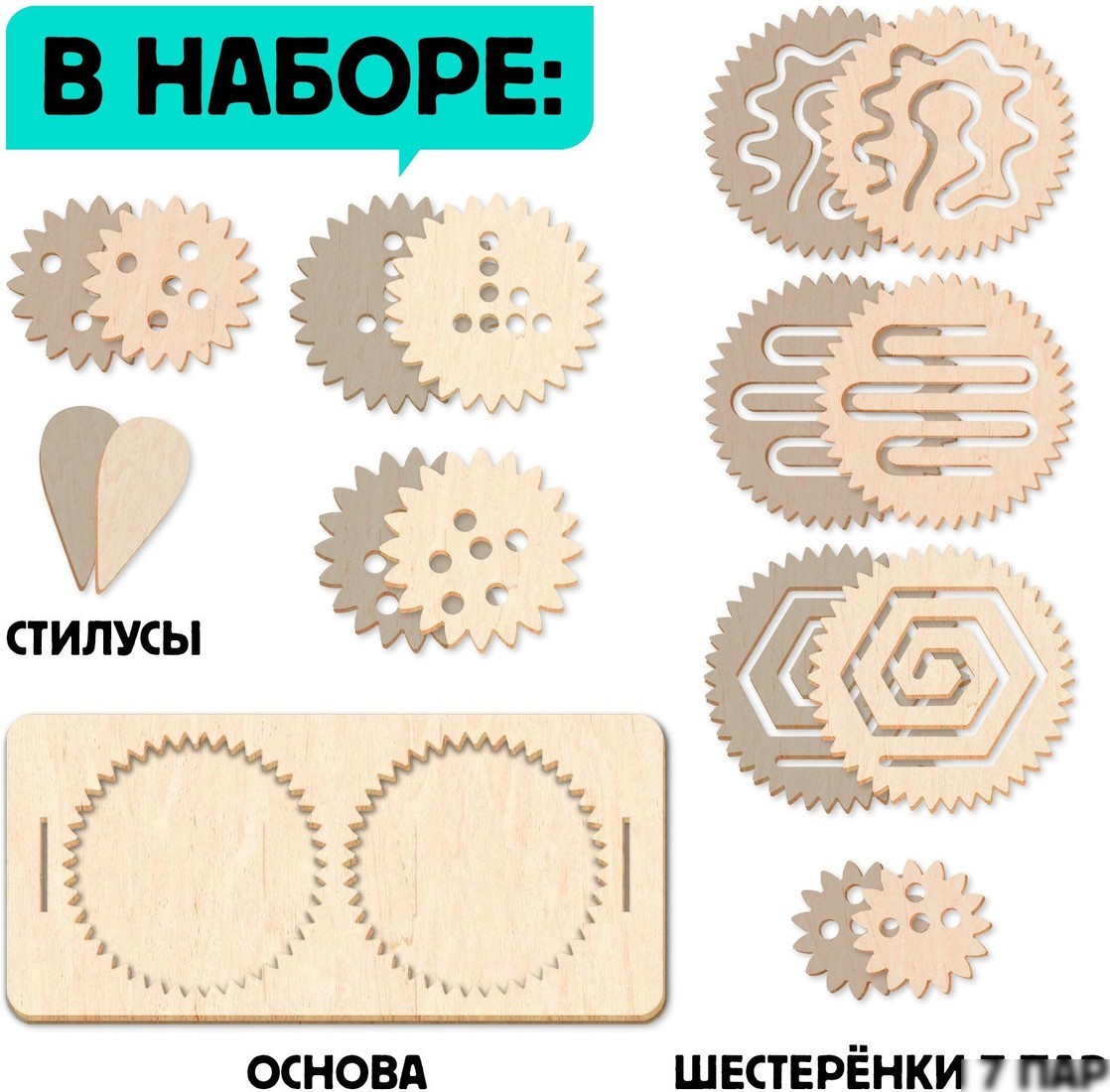 Трафарет Лесная мастерская Нейротренажер. Шестеренки. 25 комбинаций 10398939