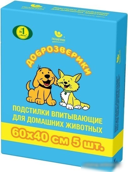 Одноразовая пеленка Доброзверики Classic впитывающие 60x40 (5 шт)