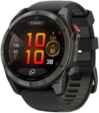 Умные часы Garmin Fenix 8 Pro 51 мм (серый, черный силиконовый ремешок)