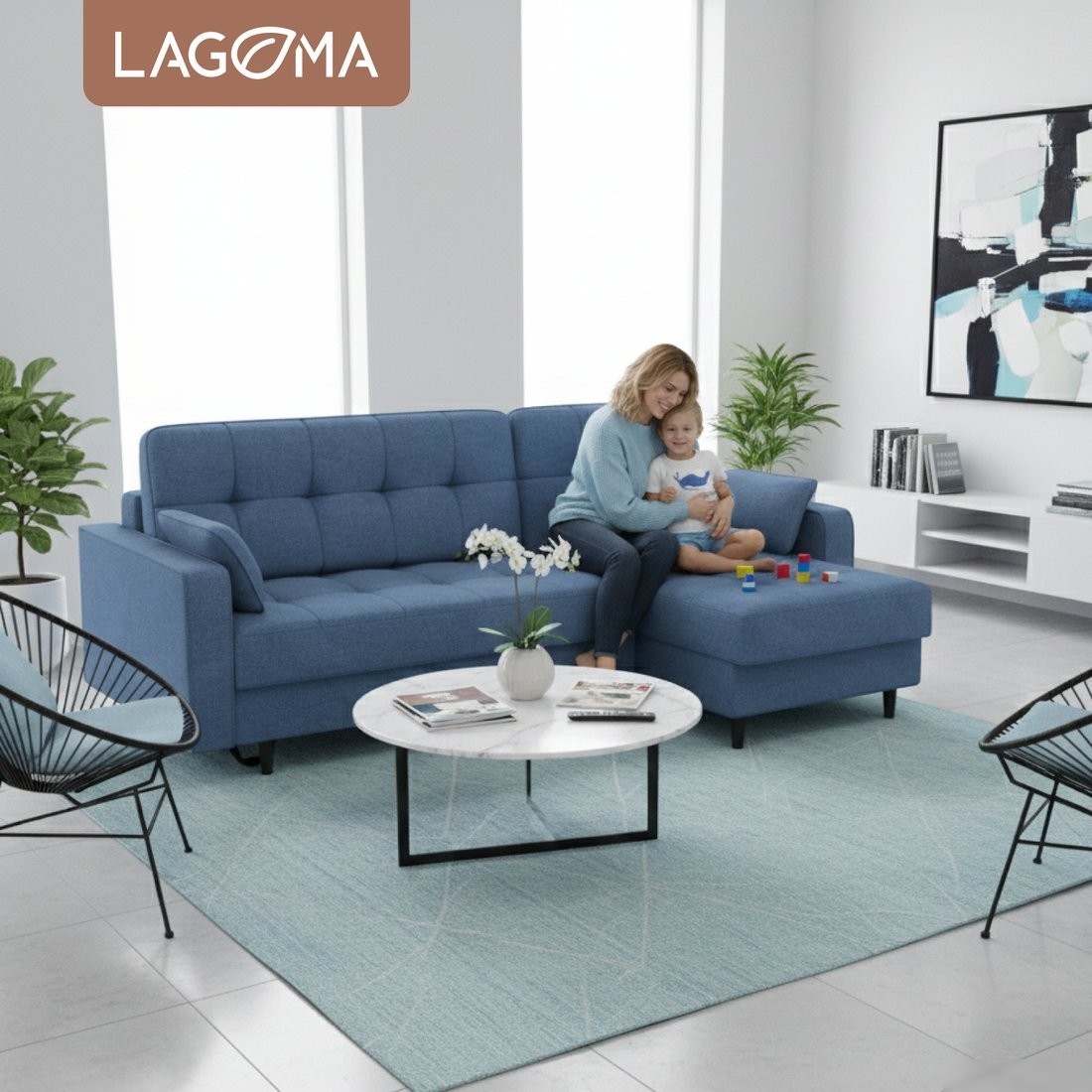 Угловой диван Lagoma Рен (Bravo Blue)