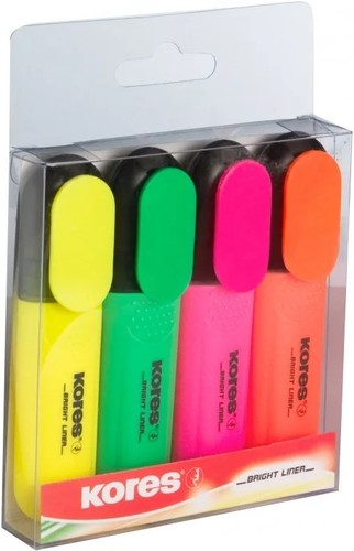 Текстовыделитель Kores Bright Liner 36140.01 (4 шт)