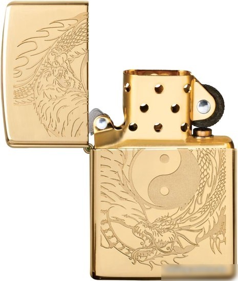 Зажигалка Zippo High Polish Brass Tiger and Dragon Design 49024