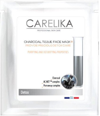 Carelika Маска для лица тканевая Очищающая детокс с древесным углем 23 г
