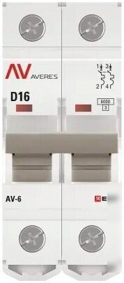 Выключатель автоматический EKF Averes AV-6 2P 16A (D) 6kA