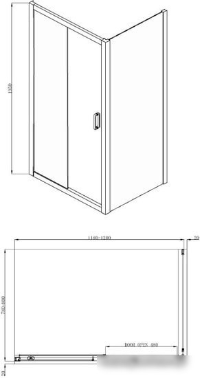 Душевой уголок Adema Glass Line Direct-120 (тонированное стекло)