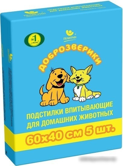 Одноразовая пеленка Доброзверики Classic впитывающие 60x40 (5 шт)