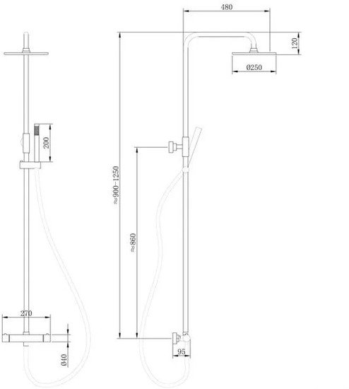 Душевая система Abber Wasser Kreis AF8160B (черный матовый)