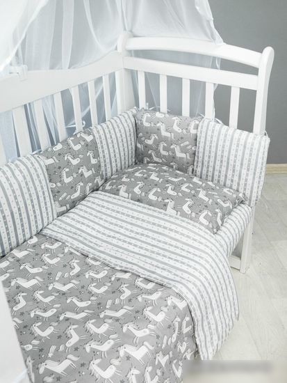 Постельное белье Amarobaby Сказочные единорожки AMARO-3015-EdS (белый/серый)
