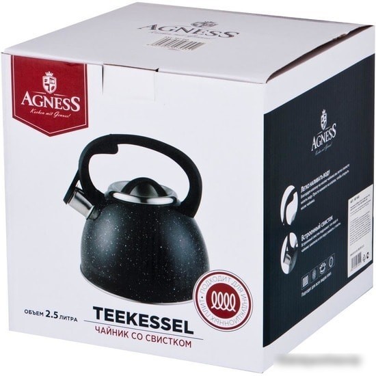 Чайник со свистком Agness Black Marble 907-045