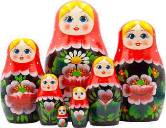 Развивающая игра Брестская Матрешка В красном платке с ромашками и маками (набор 7 шт)