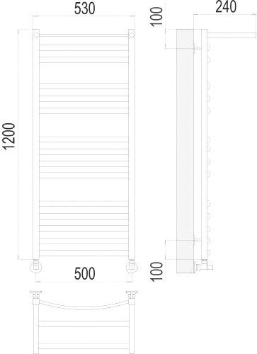 Полотенцесушитель TERMINUS Енисей П15 500x1200 с полкой нп