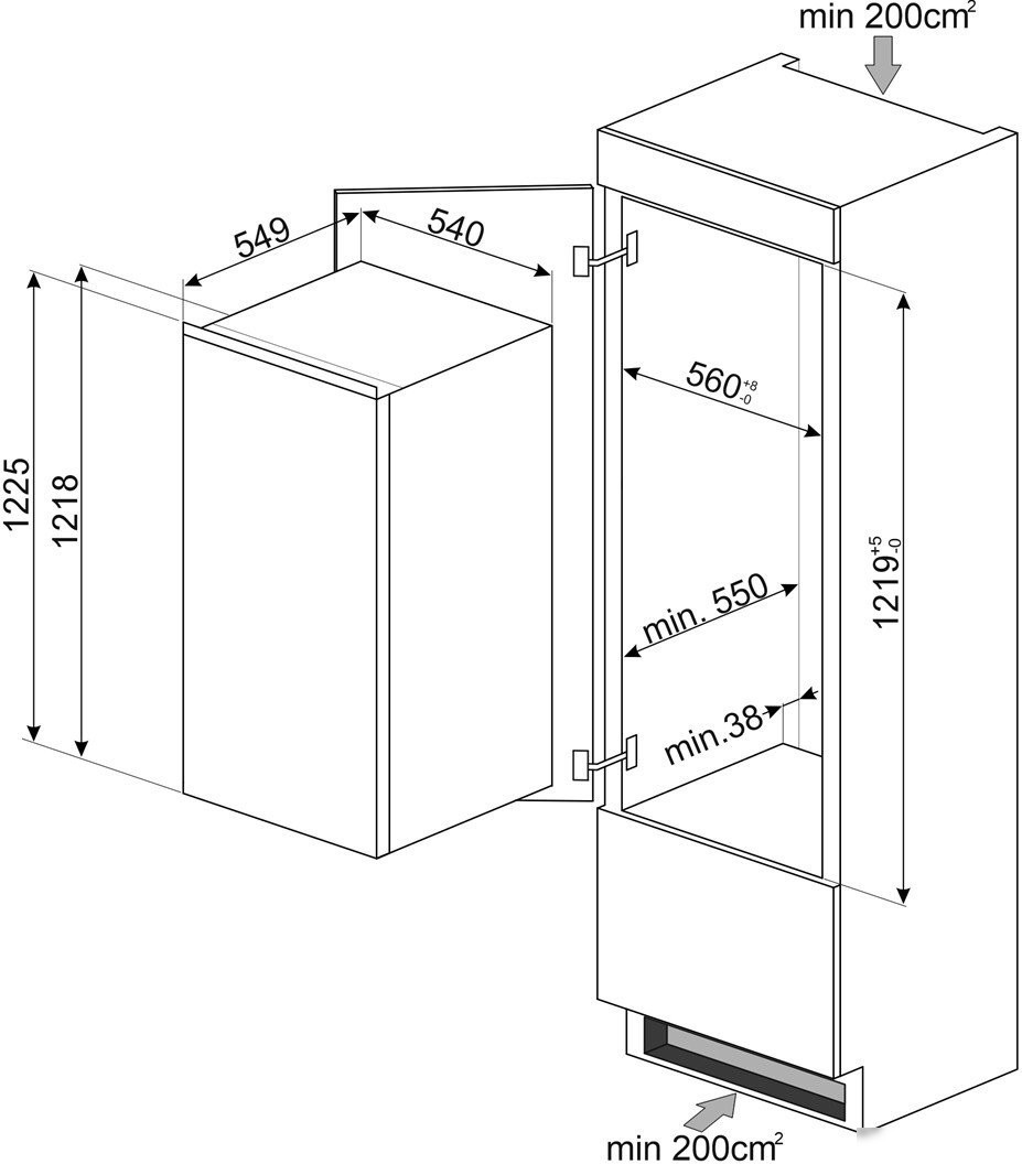 Однокамерный холодильник Smeg S4C122E