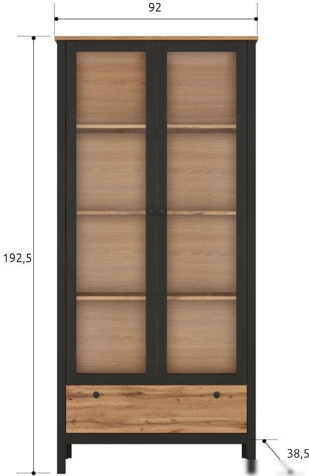 Шкаф-витрина BRW Loft REG2W1S (дуб вотан/черный)