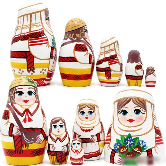Развивающая игрушка Брестская Фабрика Сувениров В народной одежде с букетом васильков (набор 5 шт)