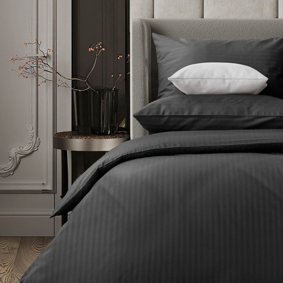 Постельное белье Verossa Stripe Евро 929793 (50x70, 2шт, 70x70, 2шт, Black)