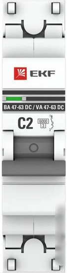 Выключатель автоматический EKF PROxima 1P 2А (C) 6кА ВА 47-63 DC mcb4763-DC-1-02C-pro