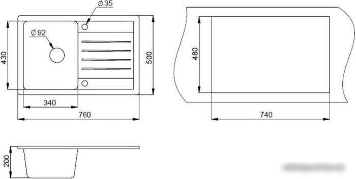 Кухонная мойка Granula 7602 (черный)