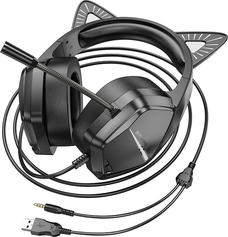 Наушники Borofone Phantom Cat BO106 (черный/розовый)