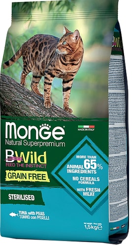 Сухой корм для кошек Monge Bwild Tonno Sterilised 1.5 кг