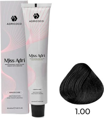 Крем-краска Adricoco Miss Adri 1.00 (100мл, интенсивный черный)