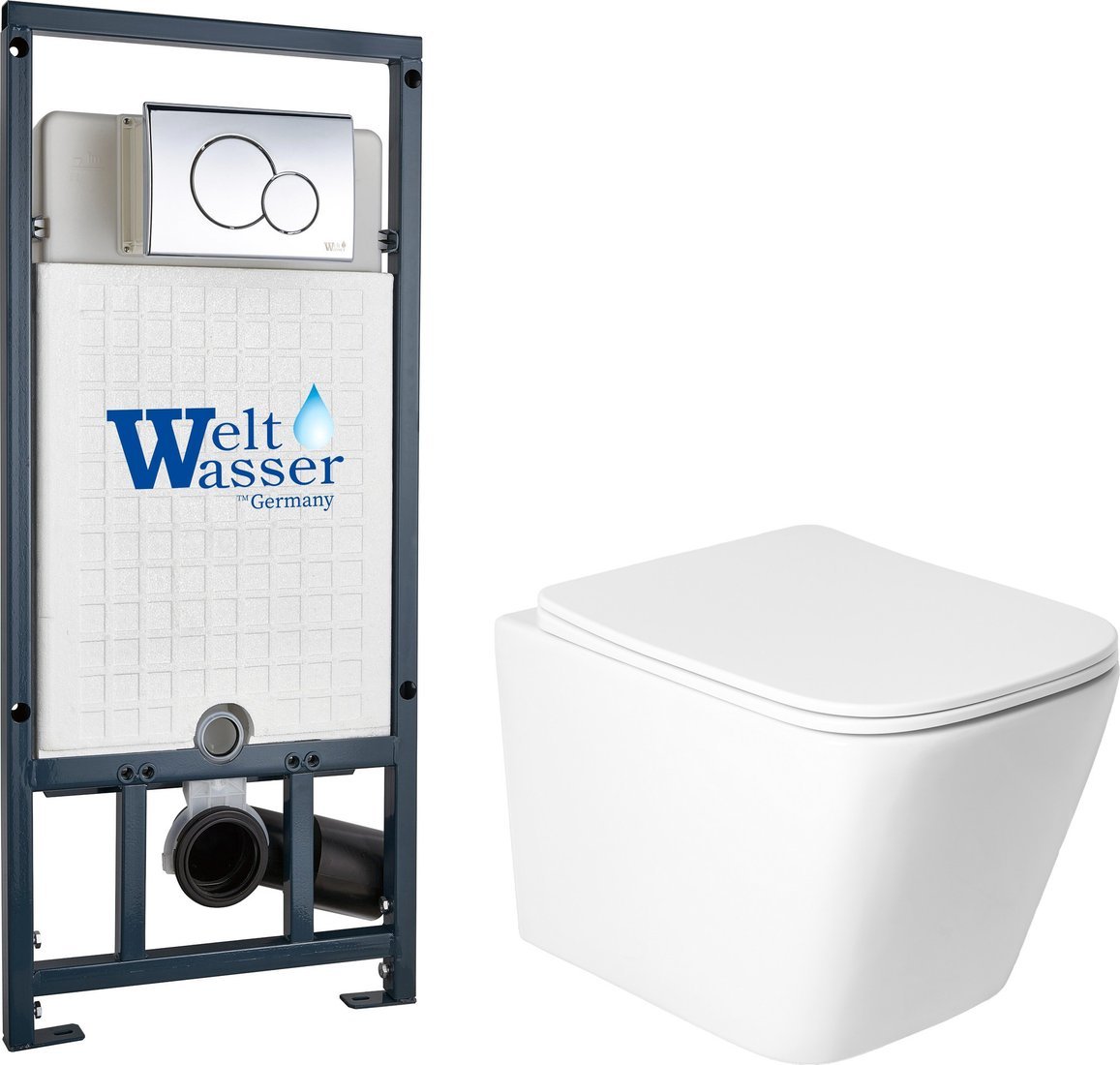 Унитаз подвесной Saniteco KW-9004WS + Marberg 507 + Marberg 507 RD CR
