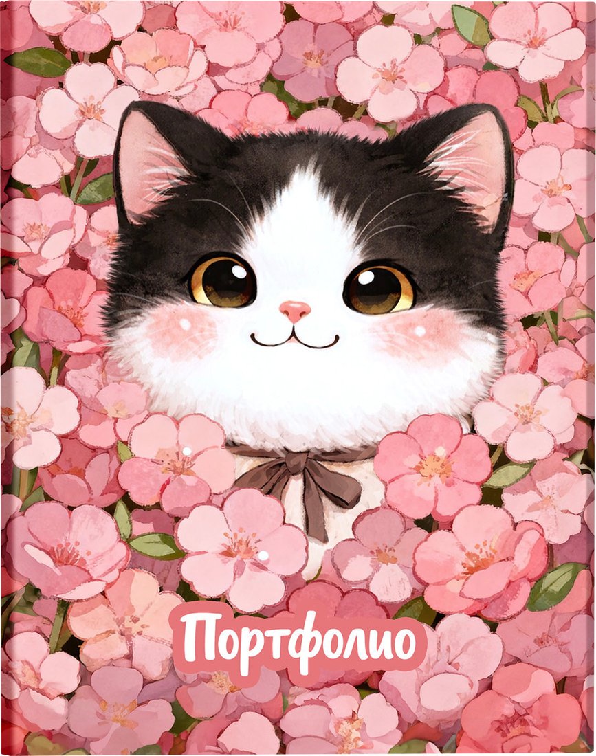 Папка адресная BG Портфолио для школьницы. Котенок в цветах ПФ_72384