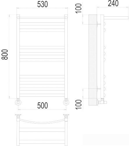 Полотенцесушитель TERMINUS Енисей П10 500x800 с полкой нп