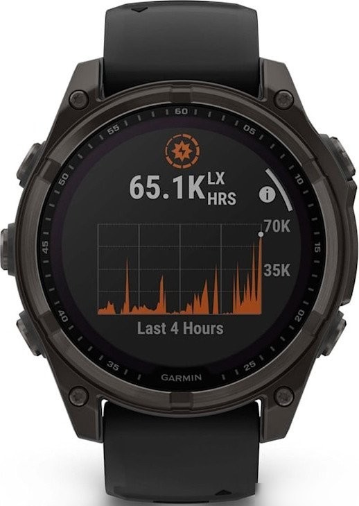 Умные часы Garmin Fenix 8 Solar, Sapphire 47мм (титановый угольно-серый DLC с черным ремешком)