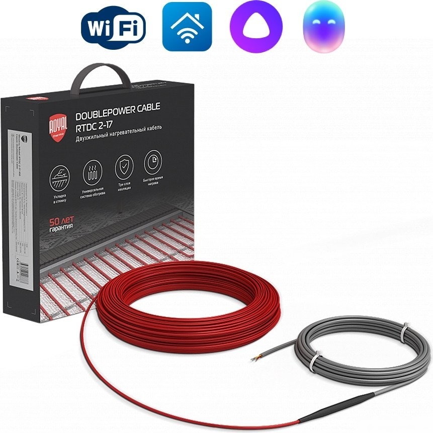 Нагревательный кабель Royal Thermo Doublepower Cable RTDC 2-17-100 5.9 м. 100 Вт (комплект)