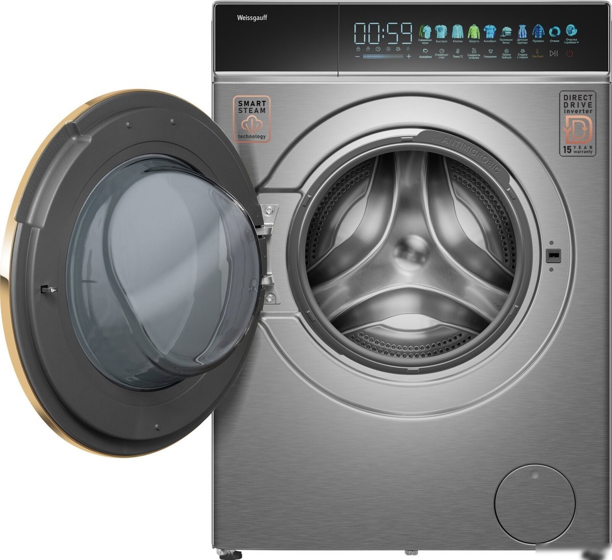 Стиральная машина Weissgauff WM 58411 Direct Drive Inverter Premium Steam Steel