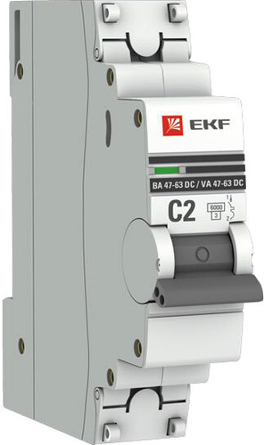 Выключатель автоматический EKF PROxima 1P 2А (C) 6кА ВА 47-63 DC mcb4763-DC-1-02C-pro