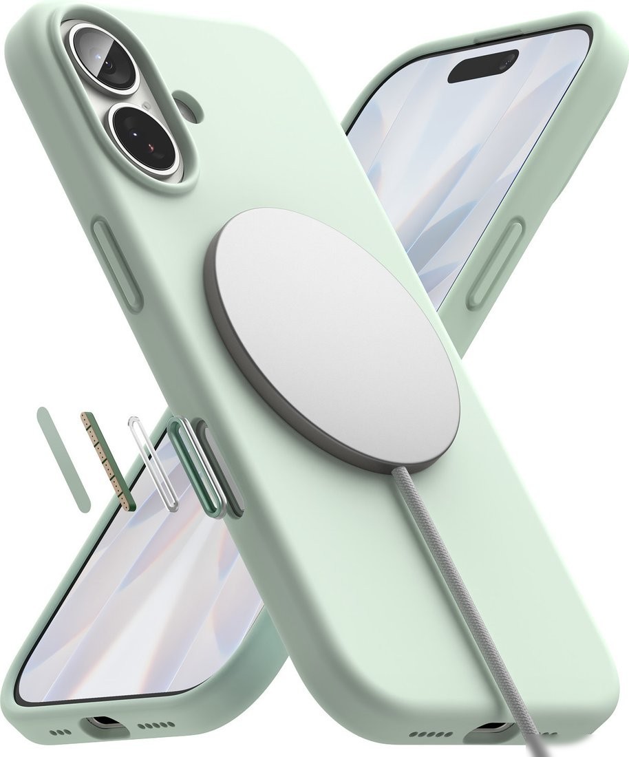 Чехол для телефона Ringke Silicone Magnetic для iPhone 17 (Soft Mint)
