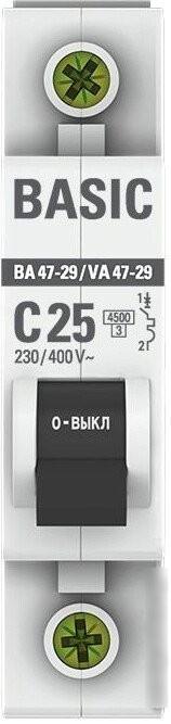 Выключатель автоматический EKF ВА 47-29 1P 25А (C) 4.5кА mcb4729-1-25C